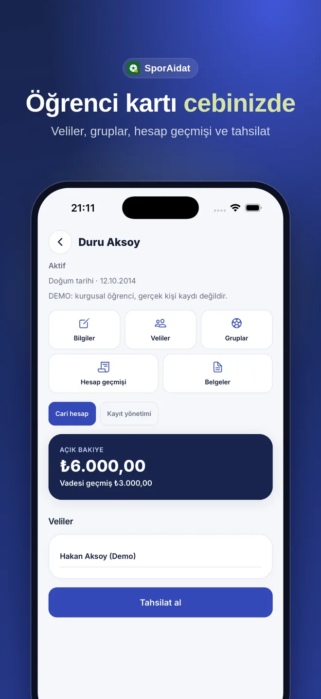 Öğrenci ve aidat kaydı